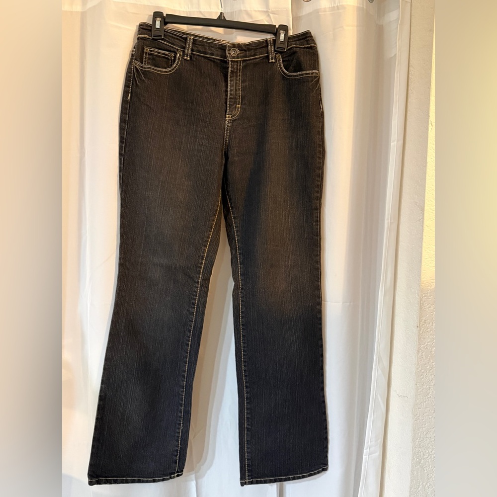 Y2K Canyon River Blues Black Flare Jeans Size 10 Stretch Bootcut - Picture 2 of 13